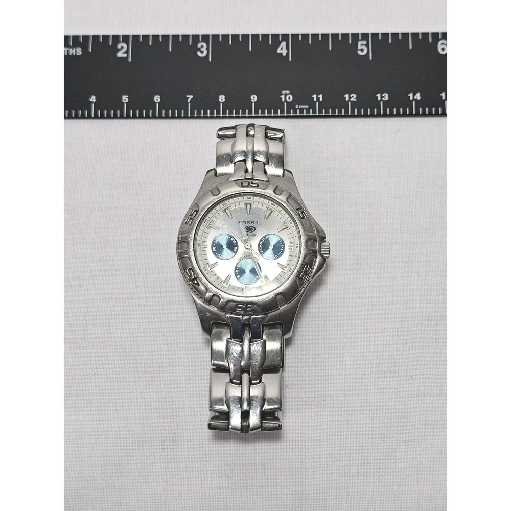 Fossil Men's Watch BQ9184 Silver Blue Multifunction Dial Chronograph Watch Works